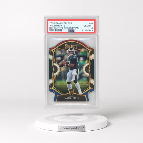 2020 Panini Select #50 Jalen Hurts - Die-Cut Tri-Color Prizm (PSA 10 GEM MINT)