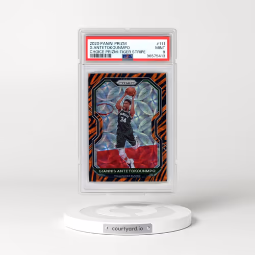 2020 Panini Prizm #111 Giannis Antetokounmpo - Choice Prizm-Tiger Stripe (PSA 9 MINT)
