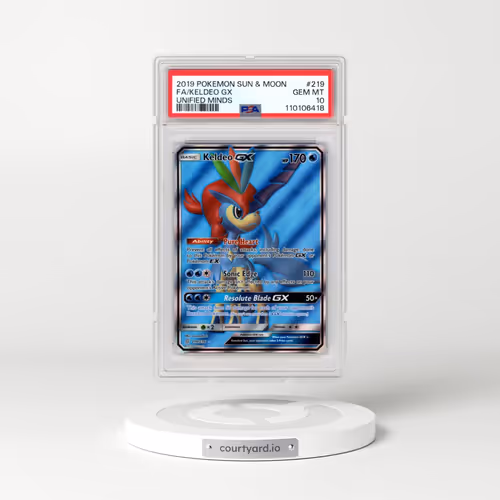 2019 Pokémon Sun & Moon Unified Minds #219 Keldeo GX - Holo Full Art (PSA 10 GEM MINT)