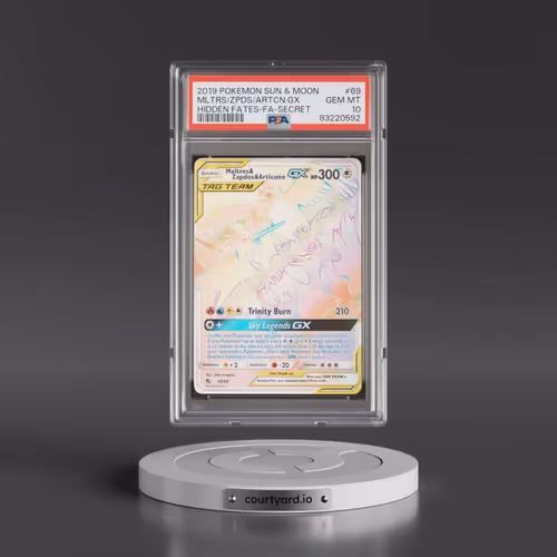 2019 Pokémon Sun & Moon Hidden Fates #69 Moltres & Zapdos & Articuno GX - Holo Full Art Secret (PSA