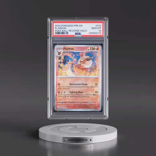 2025 Pokémon Pre EN-Prismatic Evolutions #013 Flareon - Reverse Holo Poke Ball (PSA 10 GEM MINT)