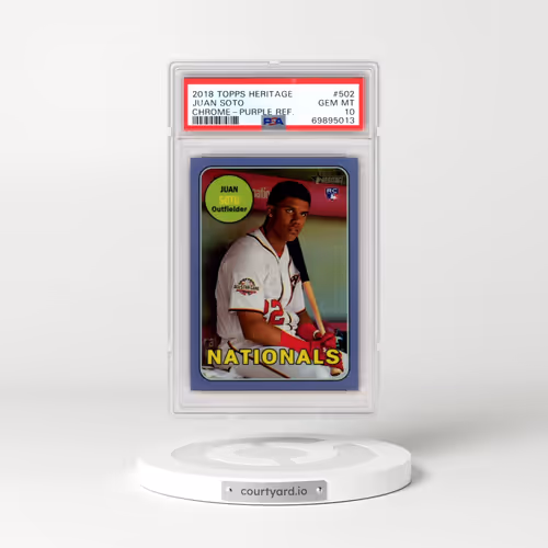 2018 Topps Heritage #502 Juan Soto - Chrome-Purple Refractor (PSA 10 GEM MINT)