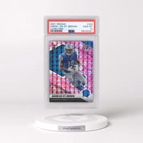 2021 Panini Mosaic #328 Amon-RA St. Brown - Camo Pink (PSA 10 GEM MINT)