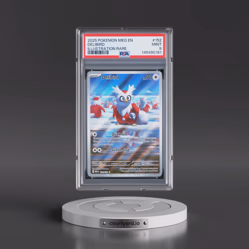2025 Pokémon Meg EN-Mega Evolution #152 Delibird - Illustration Rare (PSA 9 MINT)