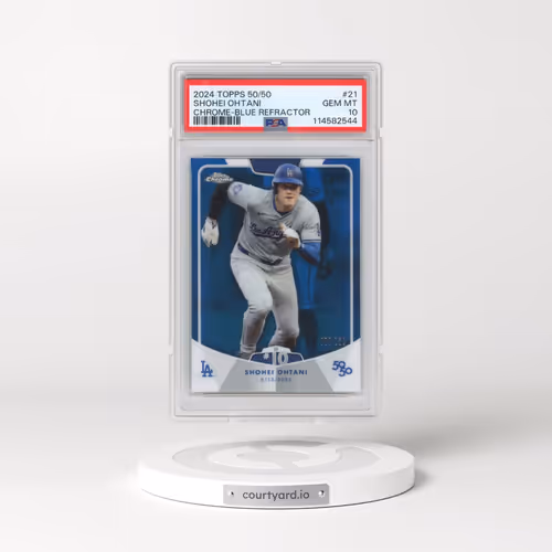 2024 Topps 50/50 Shohei Ohtani #21 Shohei Ohtani - Chrome-Blue Refractor (PSA 10 GEM MINT)