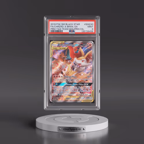 2019 Pokémon SM Black Star Promo #SM230 Charizard & Braixen GX - Holo Full Art Tag Team Generations