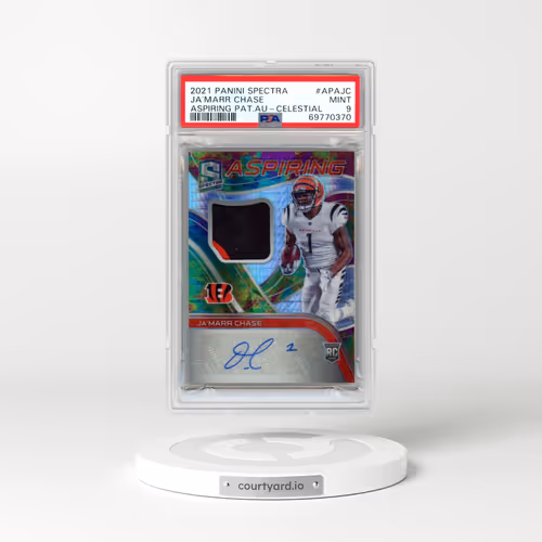 2021 Panini Spectra Aspiring Patch Autographs #APAJC JA'Marr Chase - Celestial (PSA 9 MINT)