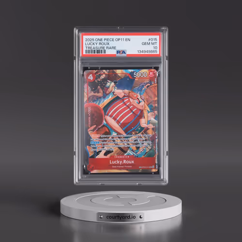 2025 One Piece OP11-A Fist of Divine Speed #015 Lucky Roux - Treasure Rare (PSA 10 GEM MINT)
