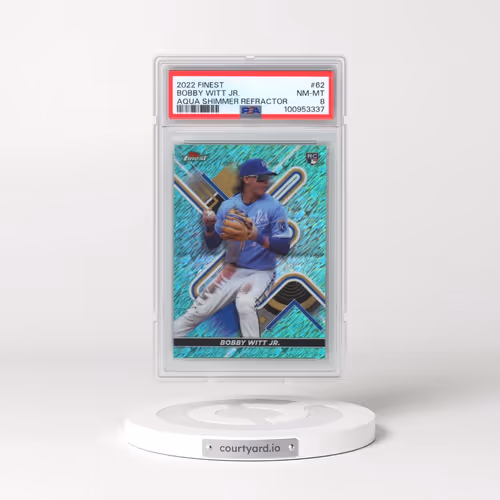 2022 Topps Finest #62 Bobby Witt Jr. - Aqua Shimmer Refractor (PSA 8 NM-MT)