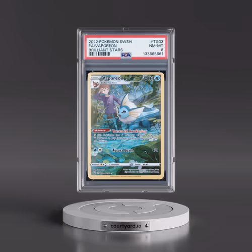 2022 Pokémon Sword & Shield Brilliant Stars #TG02 Vaporeon - Full Art (PSA 8 NM-MT)