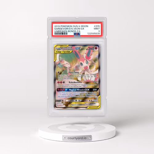 2019 Pokémon Sun & Moon Unbroken Bonds #205 Gardevoir & Sylveon GX - Holo Full Art (PSA 9 MINT)
