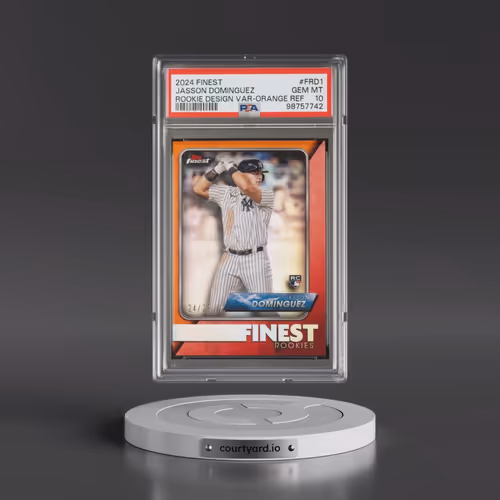 2024 Topps Finest Finest Rookie Design Variation #FRD1 Jasson Dominguez - Orange Refractor (PSA 10 G