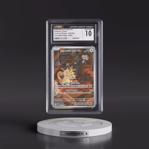 2025 Destined Rivals - DRI EN #203/182 Team Rocket's Meowth - Illustration Rare Holo (CGC 10 GEM MIN