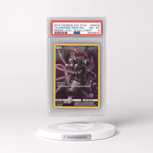 2019 Pokémon SM Black Star Promo #SM228 Armored Mewtwo - Full Art Fall 2019 Collector Chest (PSA 8 N