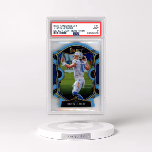2020 Panini Select #44 Justin Herbert - Die-Cut Light Blue Prizm (PSA 9 MINT)