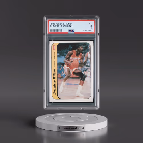 1986 Fleer Sticker #11 Dominique Wilkins (PSA 5 EX)
