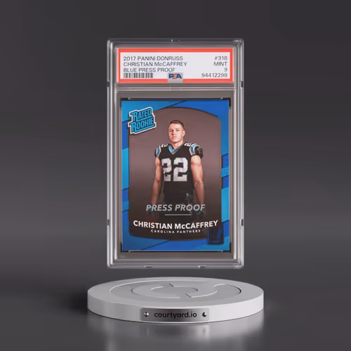 2017 Panini Donruss #318 Christian McCaffrey - Blue Press Proof (PSA 9 MINT)