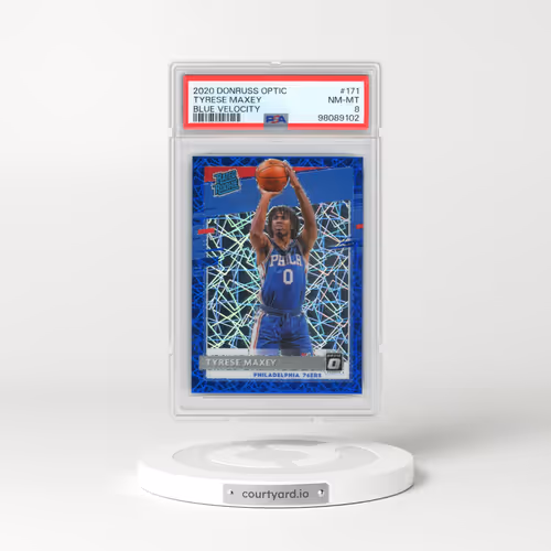 2020 Panini Donruss Optic #171 Tyrese Maxey - Blue Velocity (PSA 8 NM-MT)