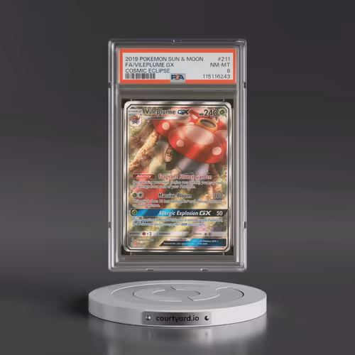2019 Pokémon Sun & Moon Cosmic Eclipse #211 Vileplume GX - Holo Full Art (PSA 8 NM-MT)