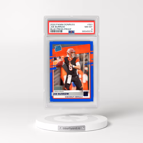 2020 Panini Donruss #301 Joe Burrow - Blue Press Proof (PSA 8 NM-MT)