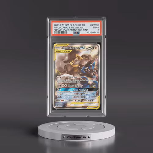 2019 Pokémon SM Black Star Promo #SM192 Lucario & Melmetal GX - Holo Full Art Power Partnership Tins