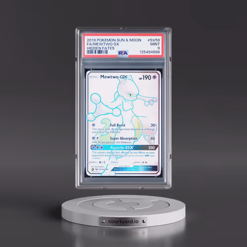 2019 Pokémon Sun & Moon Hidden Fates #SV59 Mewtwo GX - Holo Full Art (PSA 9 MINT)