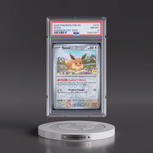 2025 Pokémon Pre EN-Prismatic Evolutions #074 Eevee - Pokemon Day 2025 (PSA 8 NM-MT)