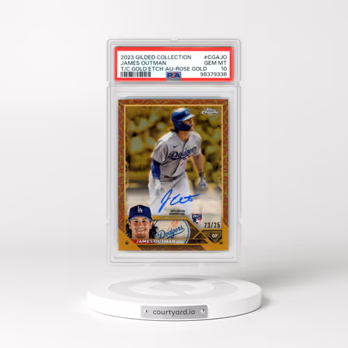 2023 Topps Gilded Collection Topps Chrome Gold Etch Autographs #CGAJO James Outman - Rose Gold (PSA 10 GEM MINT)