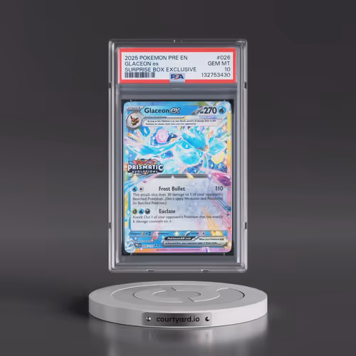 2025 Pokémon Pre EN-Prismatic Evolutions #026 Glaceon EX - Holo Surprise Box Exclusive (PSA 10 GEM M
