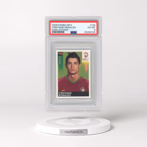 2008 Panini UEFA Euro Sticker #120 Cristiano Ronaldo (PSA 6 EX-MT)