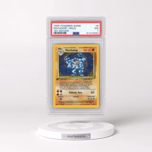 1999 Pokémon Game #8 Machamp - 1st Edition Holo (PSA 7 NM)