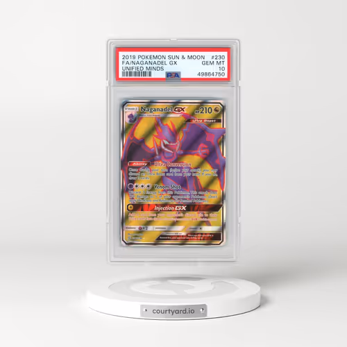 2019 Pokémon Sun & Moon Unified Minds #230 Naganadel GX - Holo Full Art (PSA 10 GEM MINT)