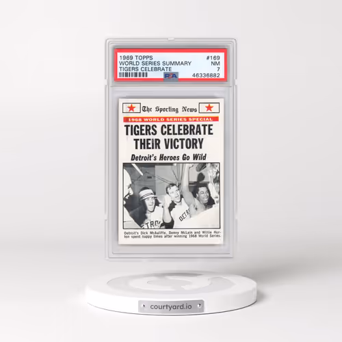 1969 Topps #169 World Series Summary - Tigers Celebrate (PSA 7 NM)