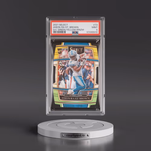 2021 Panini Select #73 Amon-RA St. Brown - Die-Cut Green/Yellow Prizm (PSA 9 MINT)