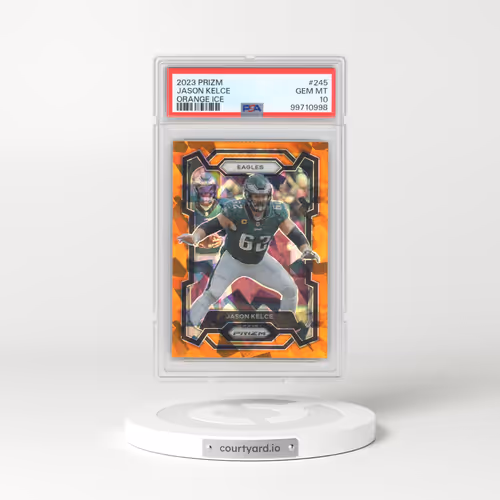2023 Panini Prizm #245 Jason Kelce - Orange Ice (PSA 10 GEM MINT)