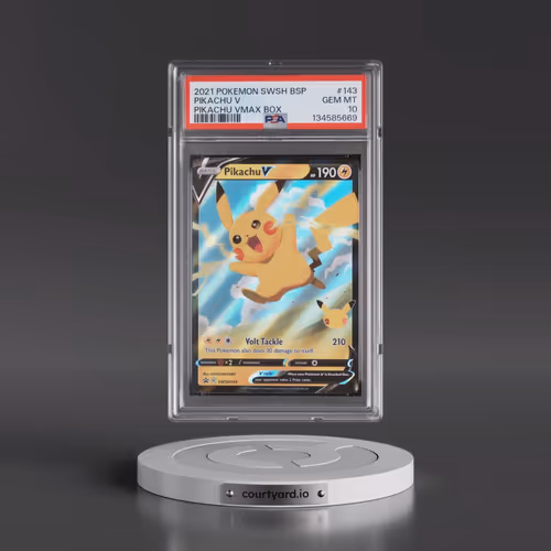 2021 Pokémon Swsh Black Star Promo #143 Pikachu V - Holo Pikachu Vmax Box (PSA 10 GEM MINT)