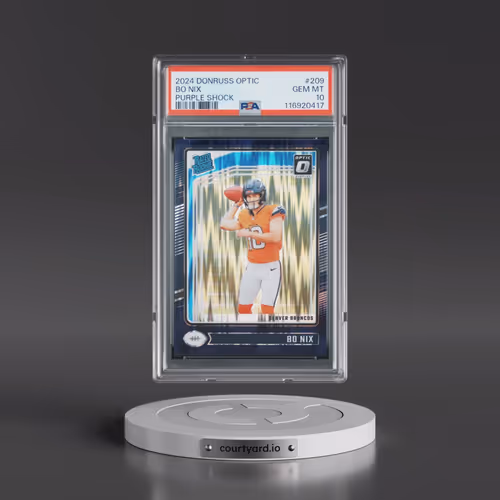 2024 Panini Donruss Optic #209 Bo Nix - Purple Shock (PSA 10 GEM MINT)