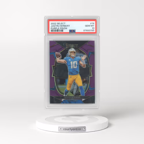 2022 Panini Select #14 Justin Herbert - Purple Prizm (PSA 10 GEM MINT)