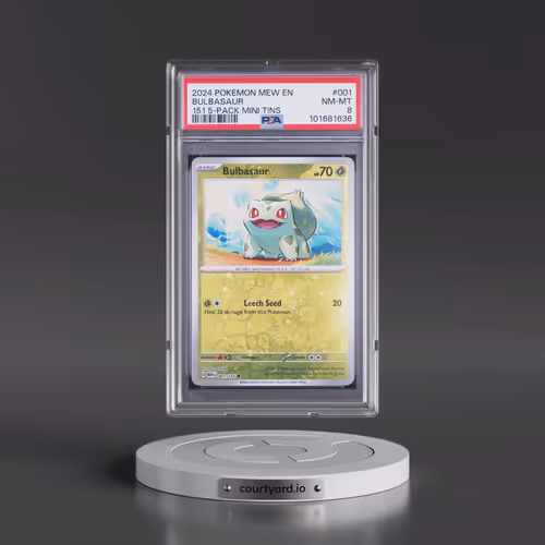 2024 Pokémon Mew EN-151 #001 Bulbasaur - 151 5-Pack Mini Tins (PSA 8 NM-MT)