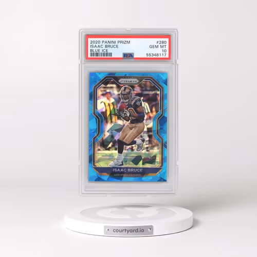 2020 Panini Prizm #280 Isaac Bruce - Blue Ice (PSA 10 GEM MINT)