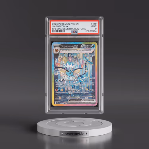 2025 Pokémon Pre EN-Prismatic Evolutions #149 Vaporeon EX - Holo Special Illustration Rare (PSA 9 MI