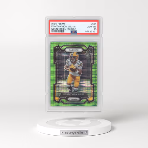 2023 Panini Prizm #333 Dontayvion Wicks - Neon Green Pulsar (PSA 10 GEM MINT)