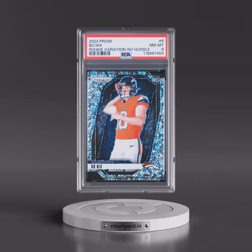 2024 Panini Prizm Rookie Variation #5 Bo Nix - No Huddle Prizm (PSA 8 NM-MT)