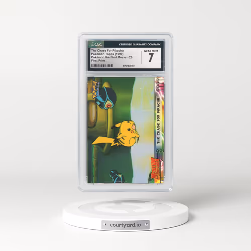 1999 Pokémon the First Movie #28 The Chase For Pikachu - First Print (Blue Topps Logo) (CGC 7 NM)