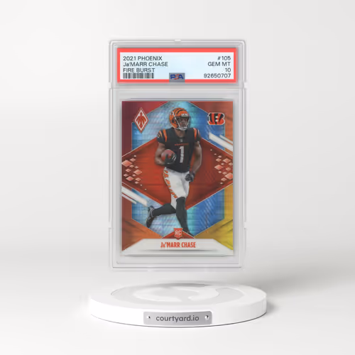 2021 Panini Phoenix #105 JA'Marr Chase - Fire Burst (PSA 10 GEM MINT)
