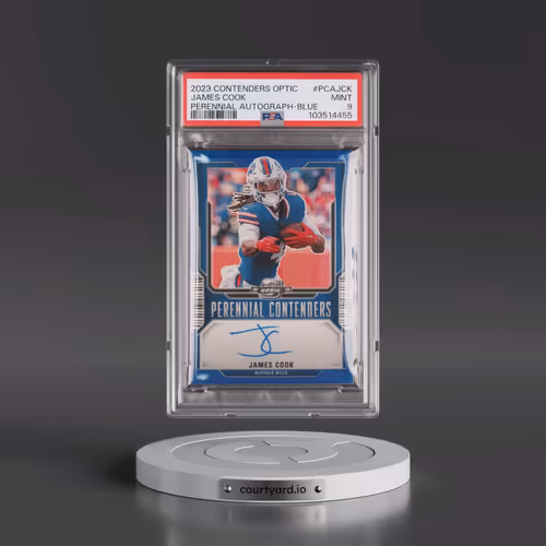 2023 Panini Contenders Optic Perennial Contenders Autographs #PCAJCK James Cook - Blue (PSA 9 MINT)
