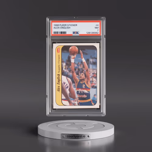 1986 Fleer Sticker #4 Alex English (PSA 7 NM)
