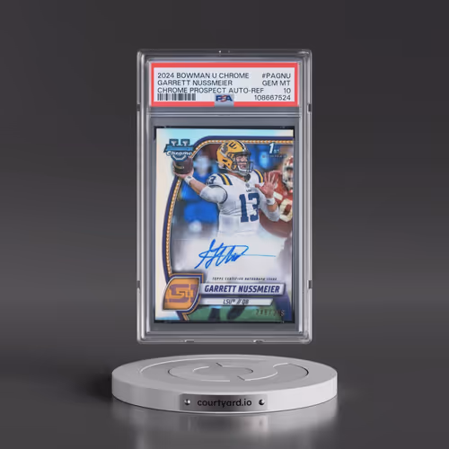 2024 Bowman University Chrome Bowman Chrome Prospect Autographs #PAGNU Garrett Nussmeier - Refractor