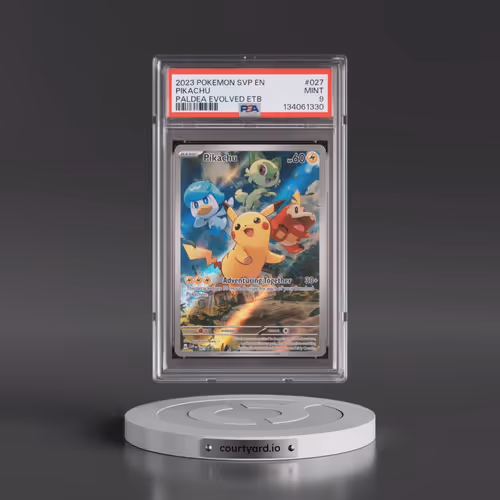 2023 Pokémon Svp EN-SV Black Star Promo #027 Pikachu - Paldea Evolved Elite Trainer Box (PSA 9 MINT)