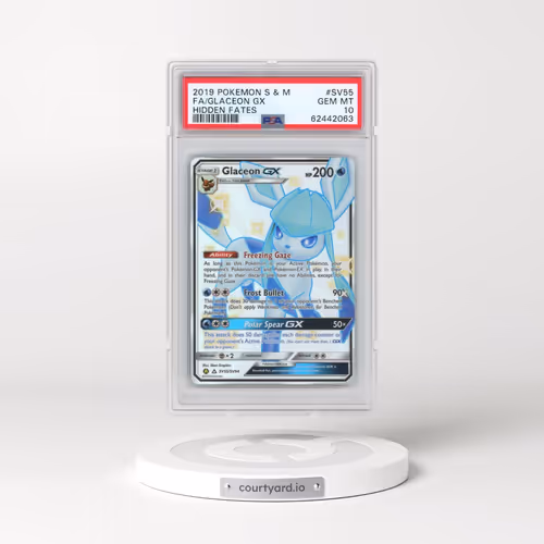 2019 Pokémon Sun & Moon Hidden Fates #SV55 Glaceon GX - Holo Full Art (PSA 10 GEM MINT)